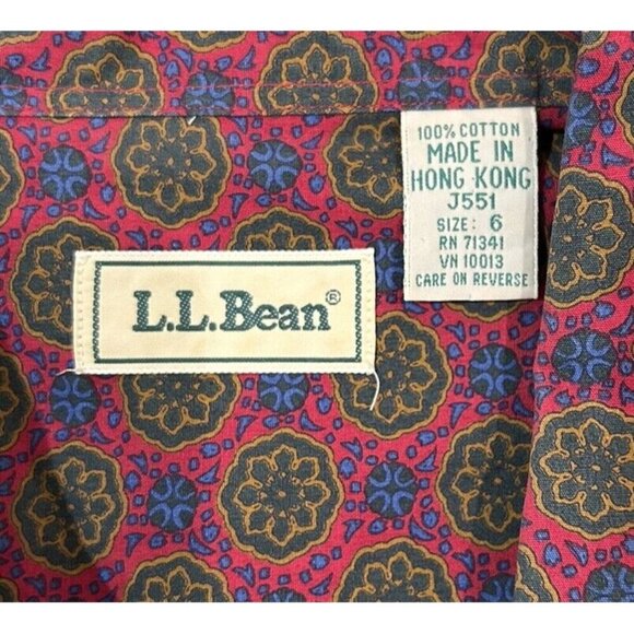 Vintage LL Bean Blouse Size 6 Floral Medallion Print Button Up Shirt - Picture 4 of 4